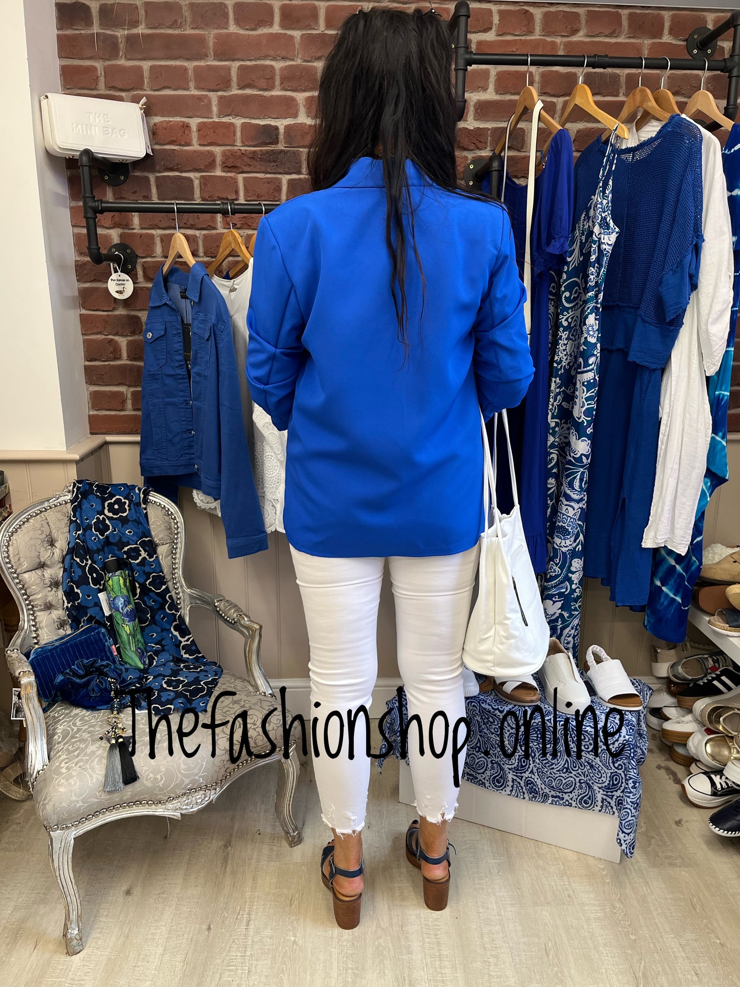 Imogen royal blue blazer with ruched sleeves 10-16