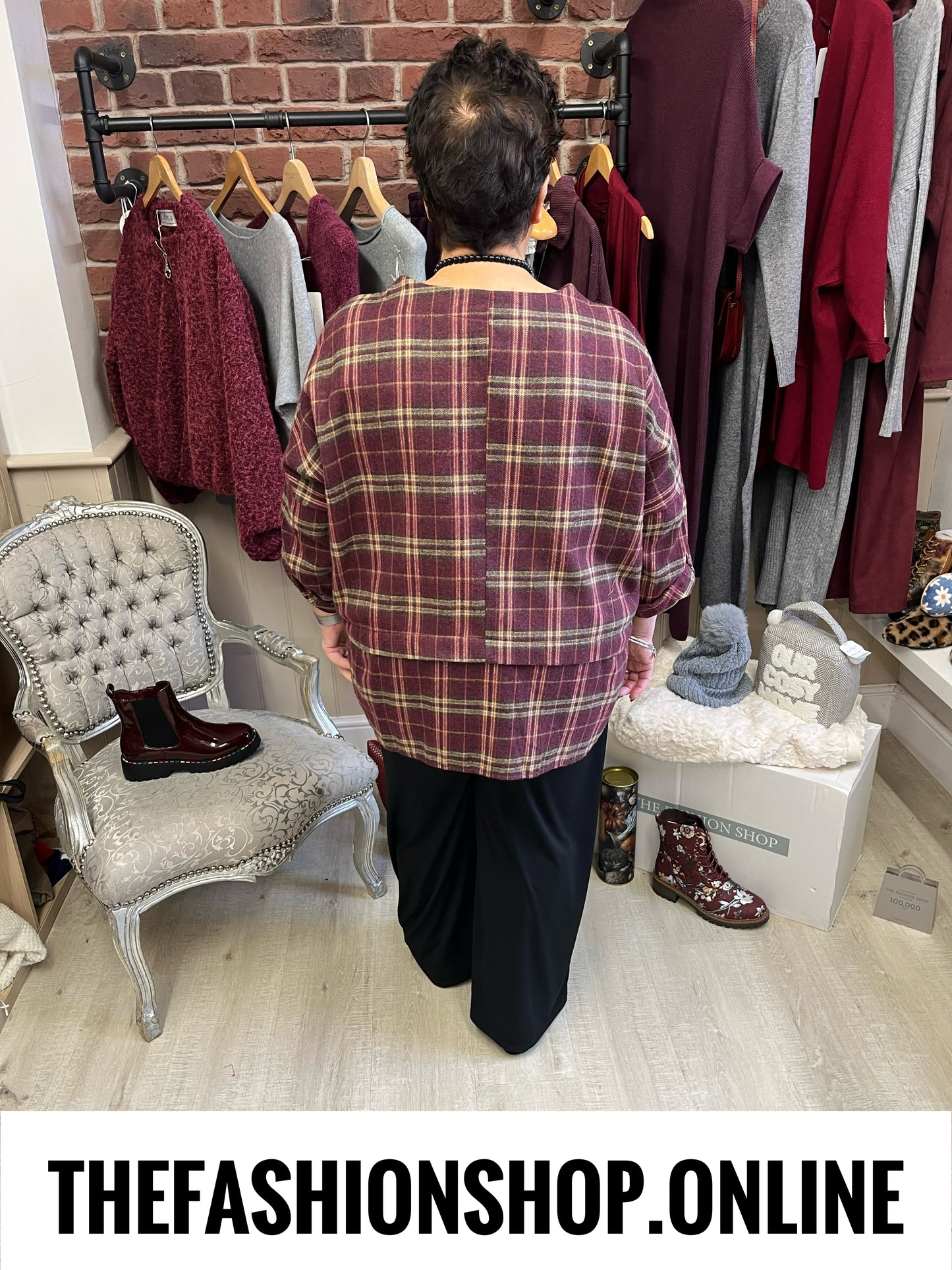 Matilda wine checked button top 16-22