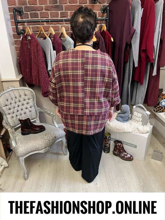 Matilda wine checked button top 16-22