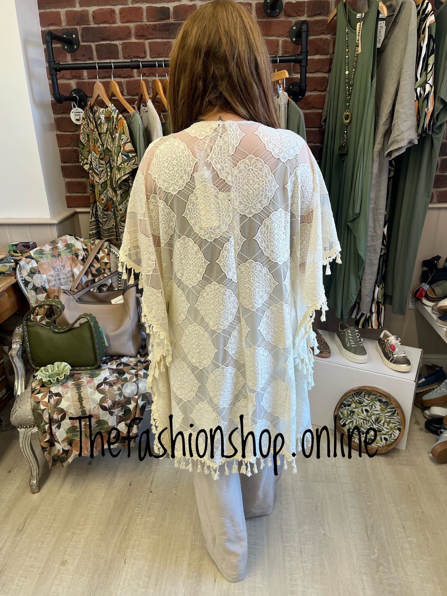 Brinda cream and gold lace summer cover up 10-16