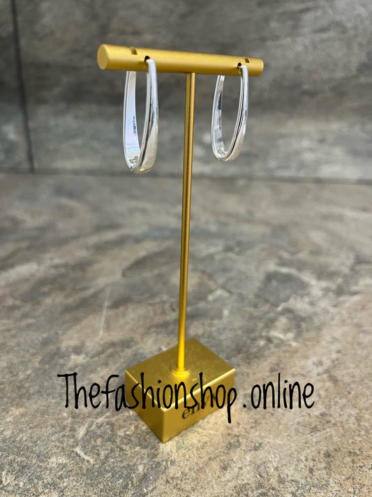Envy silver rectangular hoop earrings