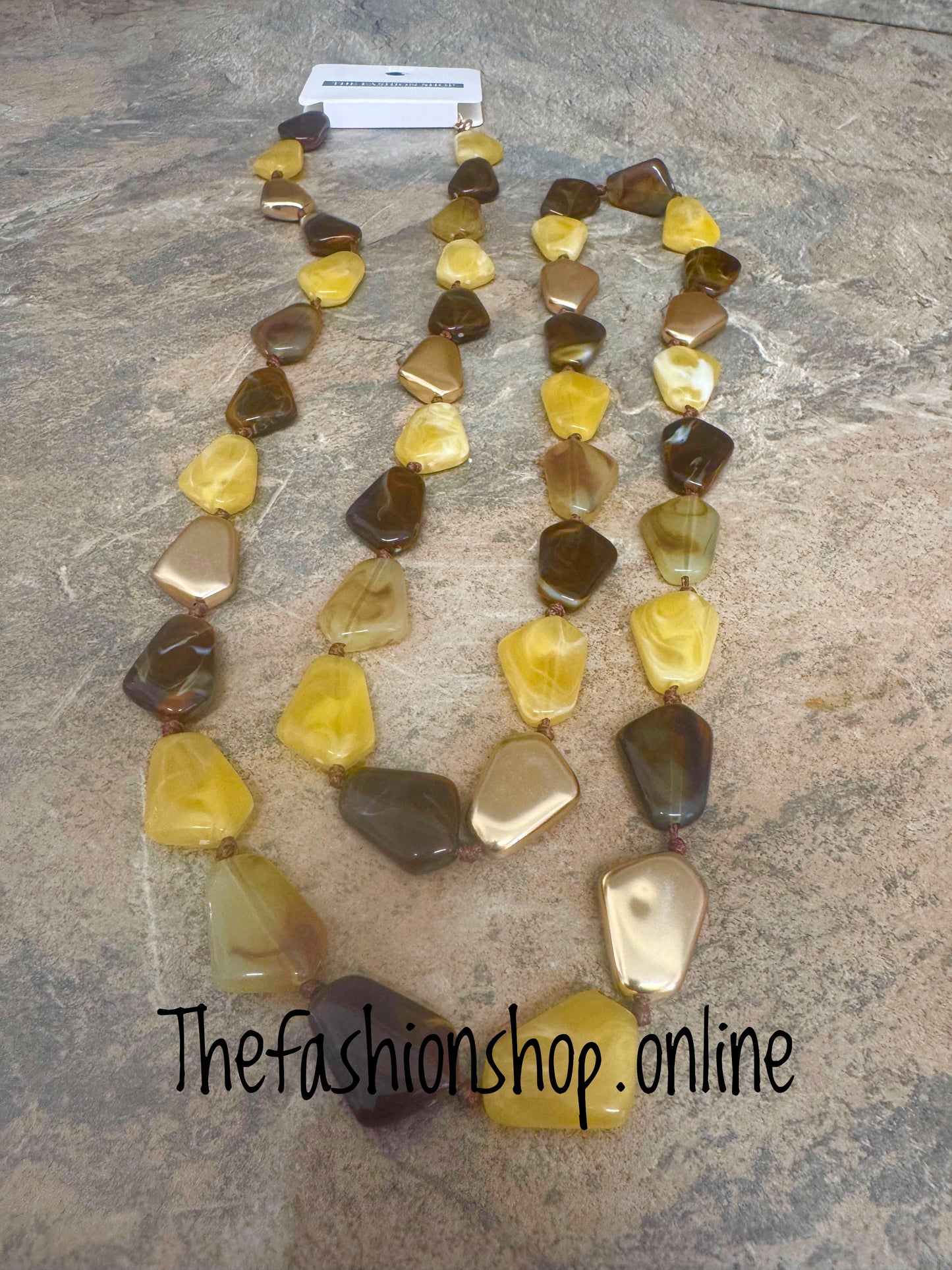 Tasmin Camel, Browns and Gold Pebble Necklace