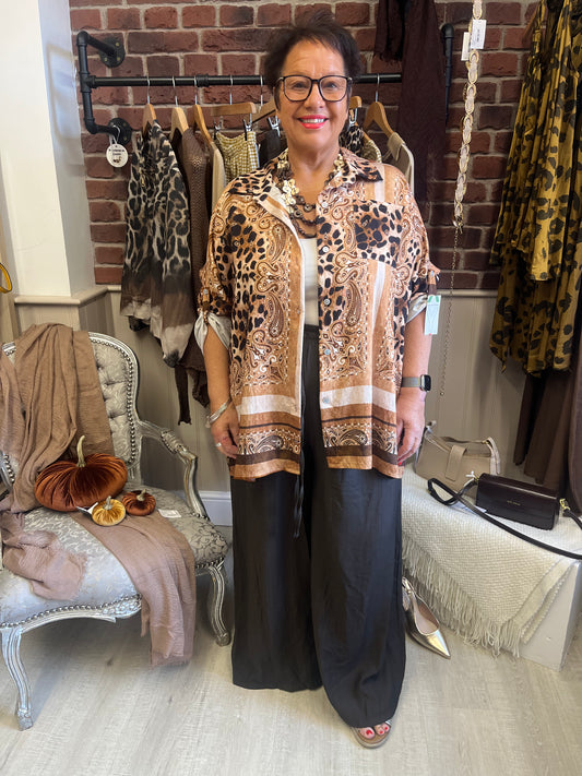 Miranda camel animal print shirt 16-22