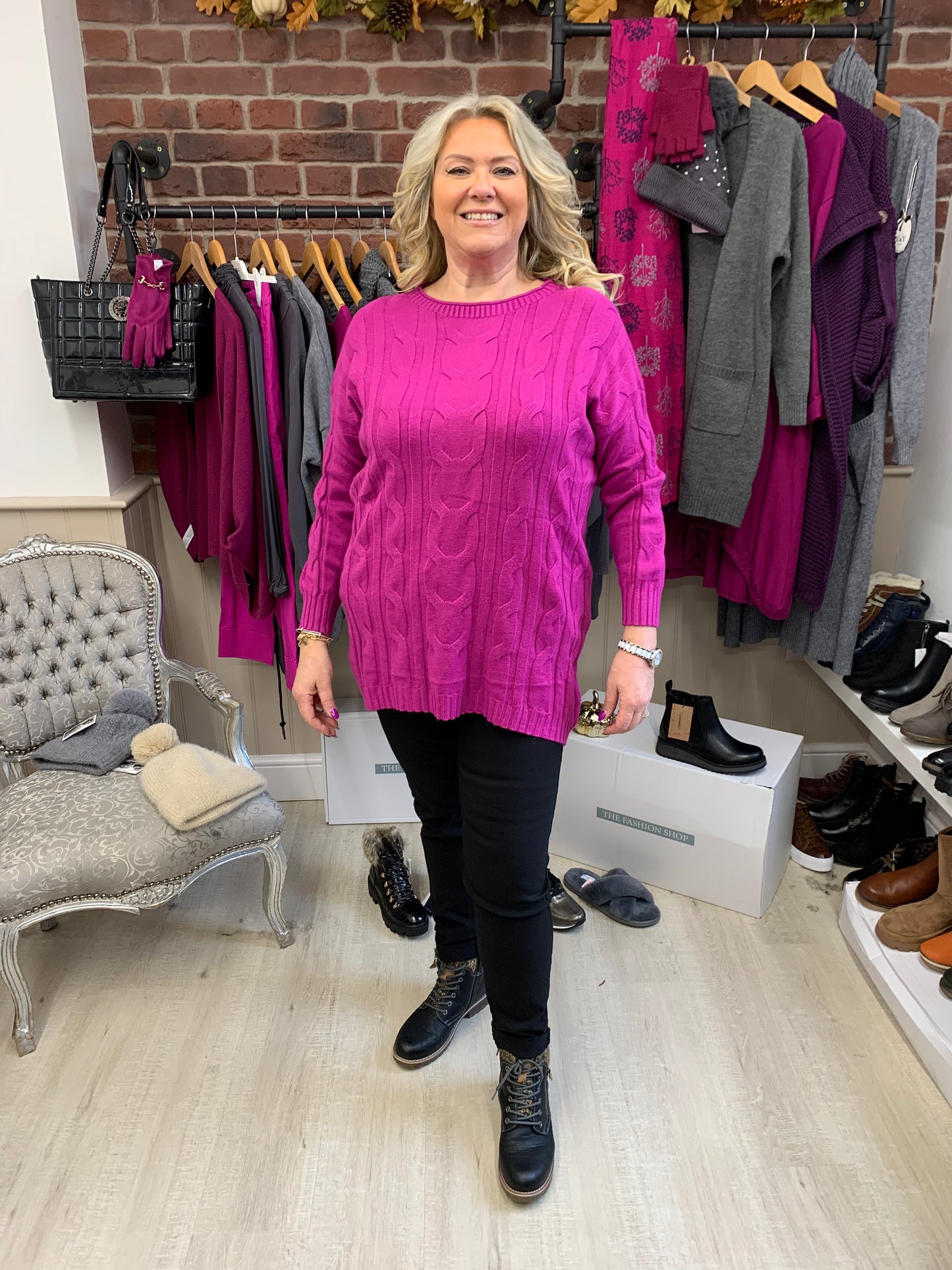 Magenta cable knit jumper 12-18