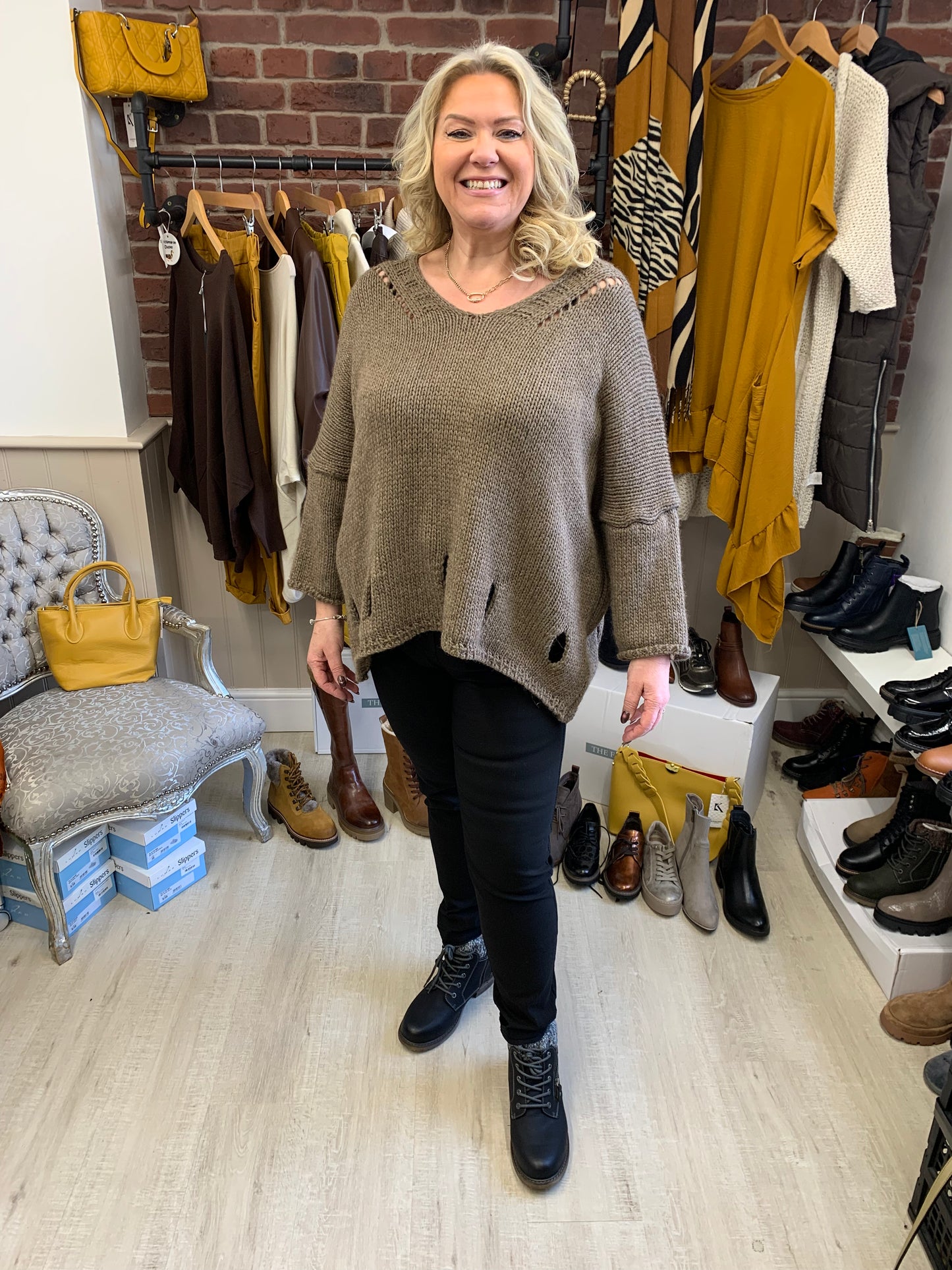 Brown alpaca and wool mix jumper 14-20
