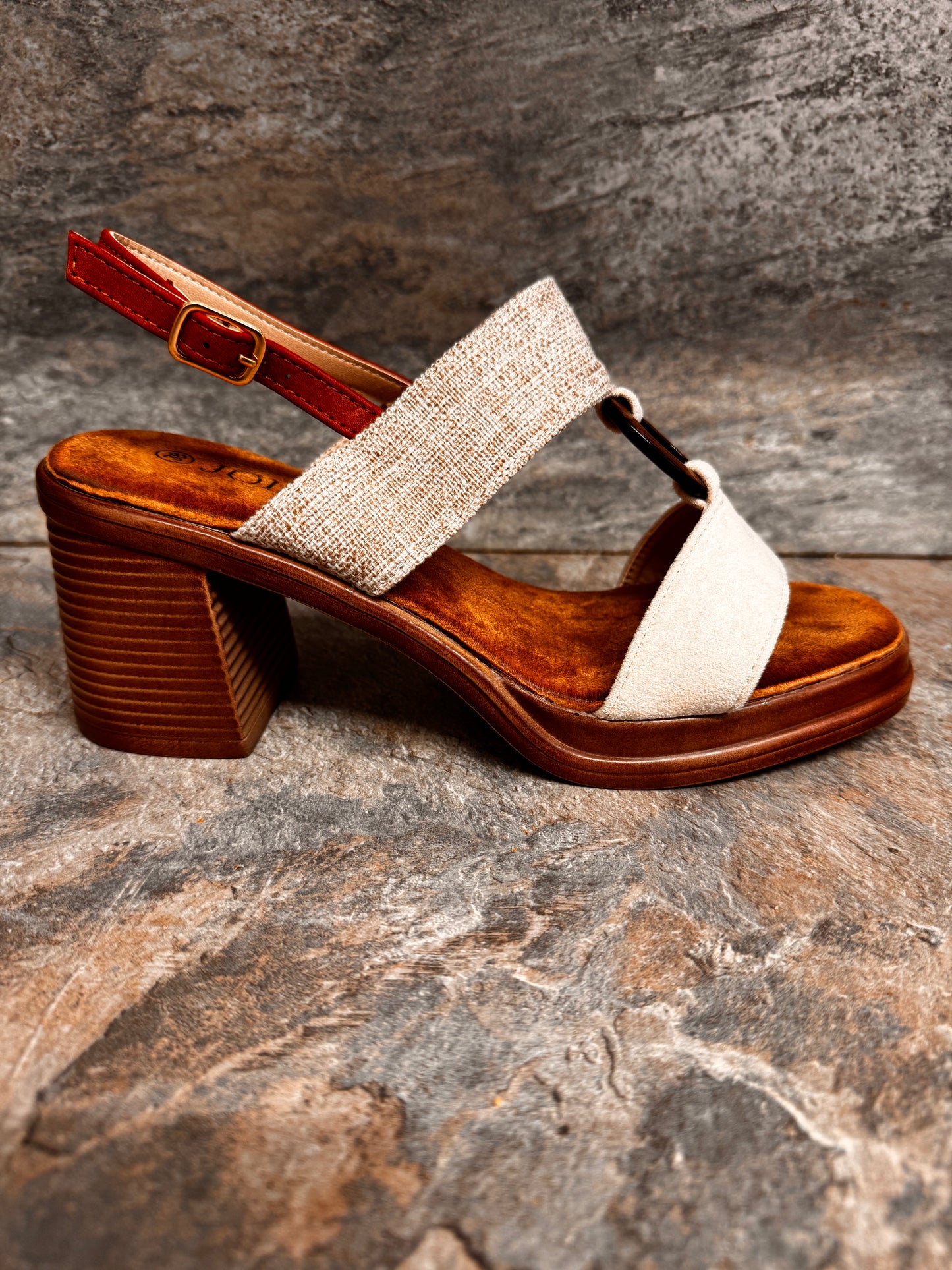 Beige block heel sandal sizes 3-8