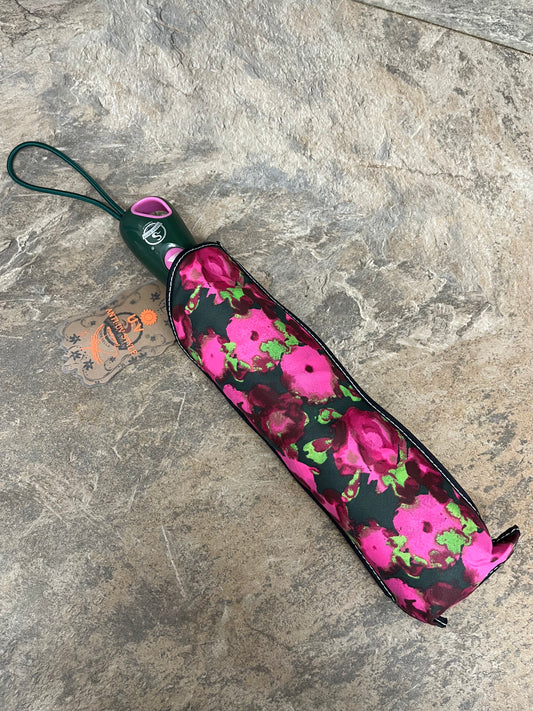 Green poppy print umbrella