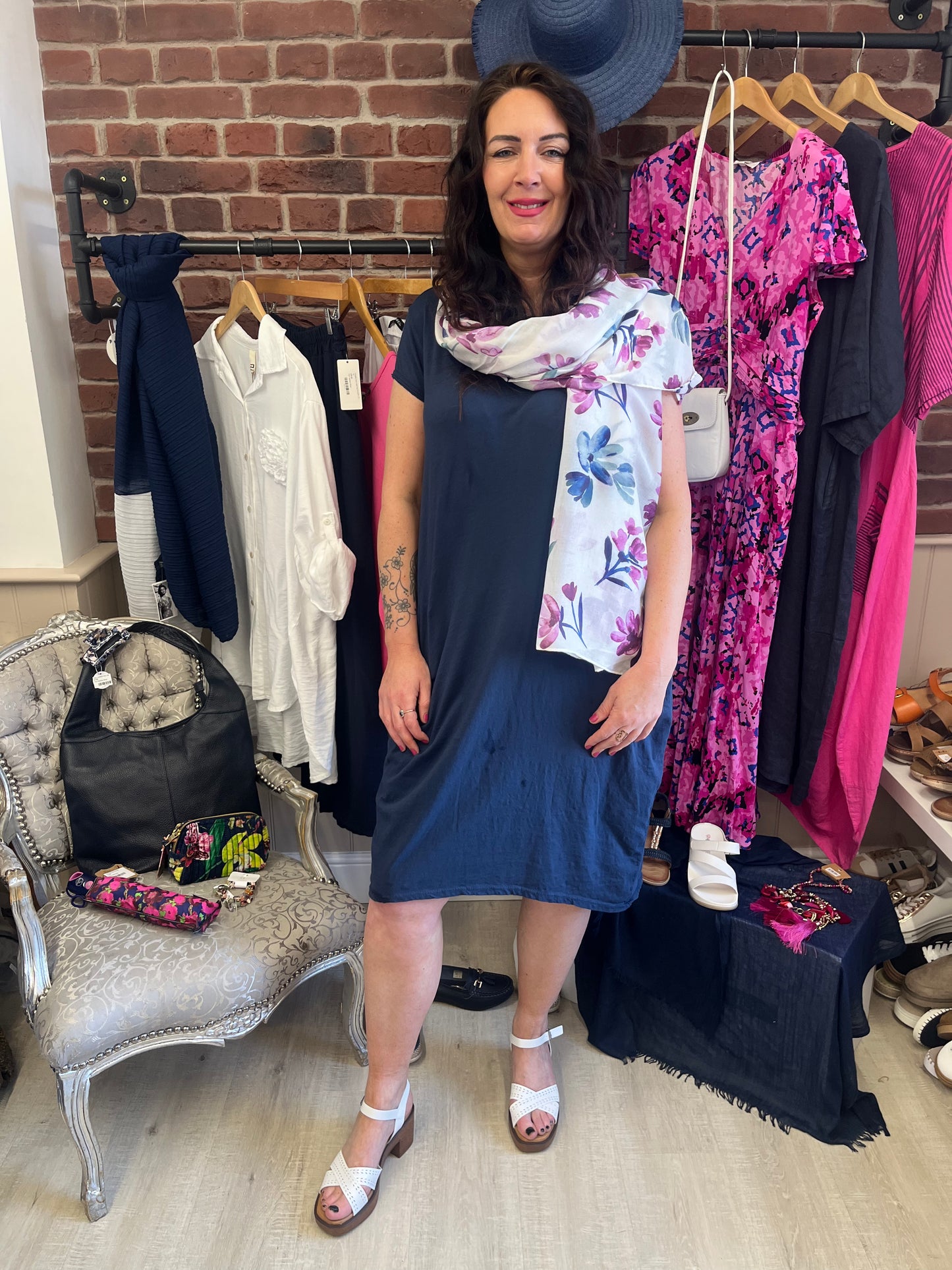 Navy blue T shirt dress with pockets 12-18