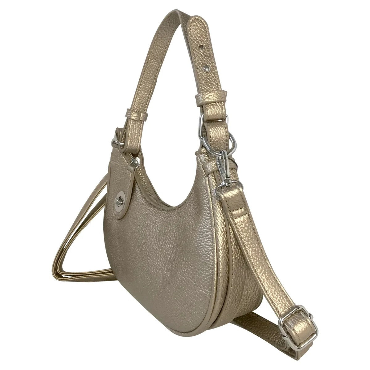 Opulent Tara Gold Turn Lock Handle Bag with Shoulder strap