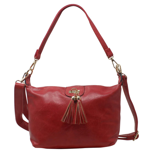 Tanya Tassel Shoulder Bag in Red