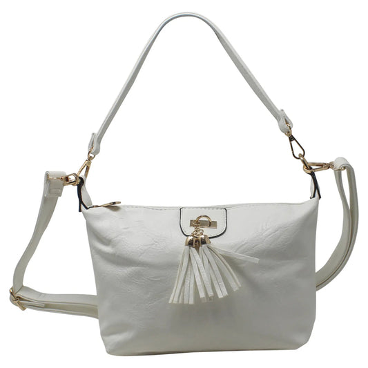 Tanya Tassel Shoulder Bag in White