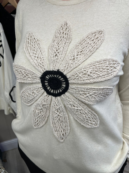 Freya beige embroidered flower jumper 10-16