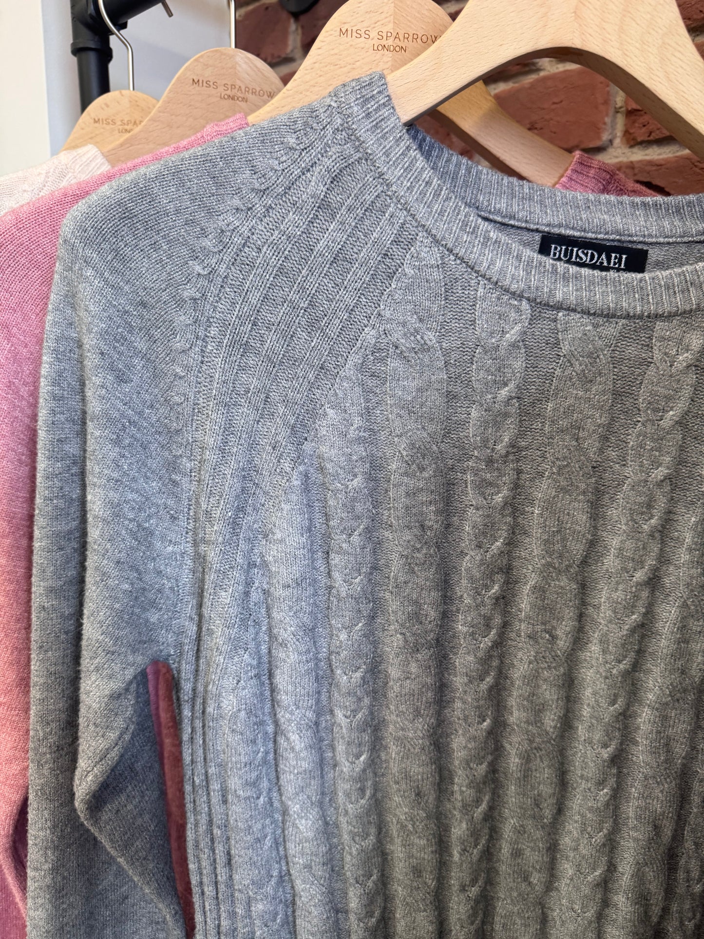 Rosie grey cashmere mix cable knit jumper 12-16