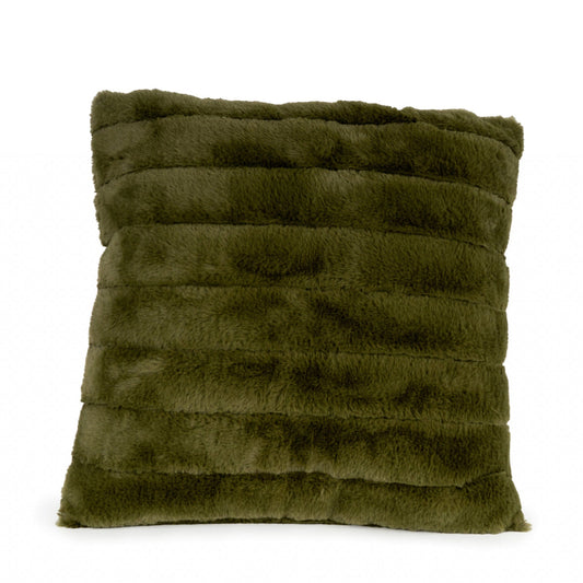 Candlelight Olive Faux Fur Cushion