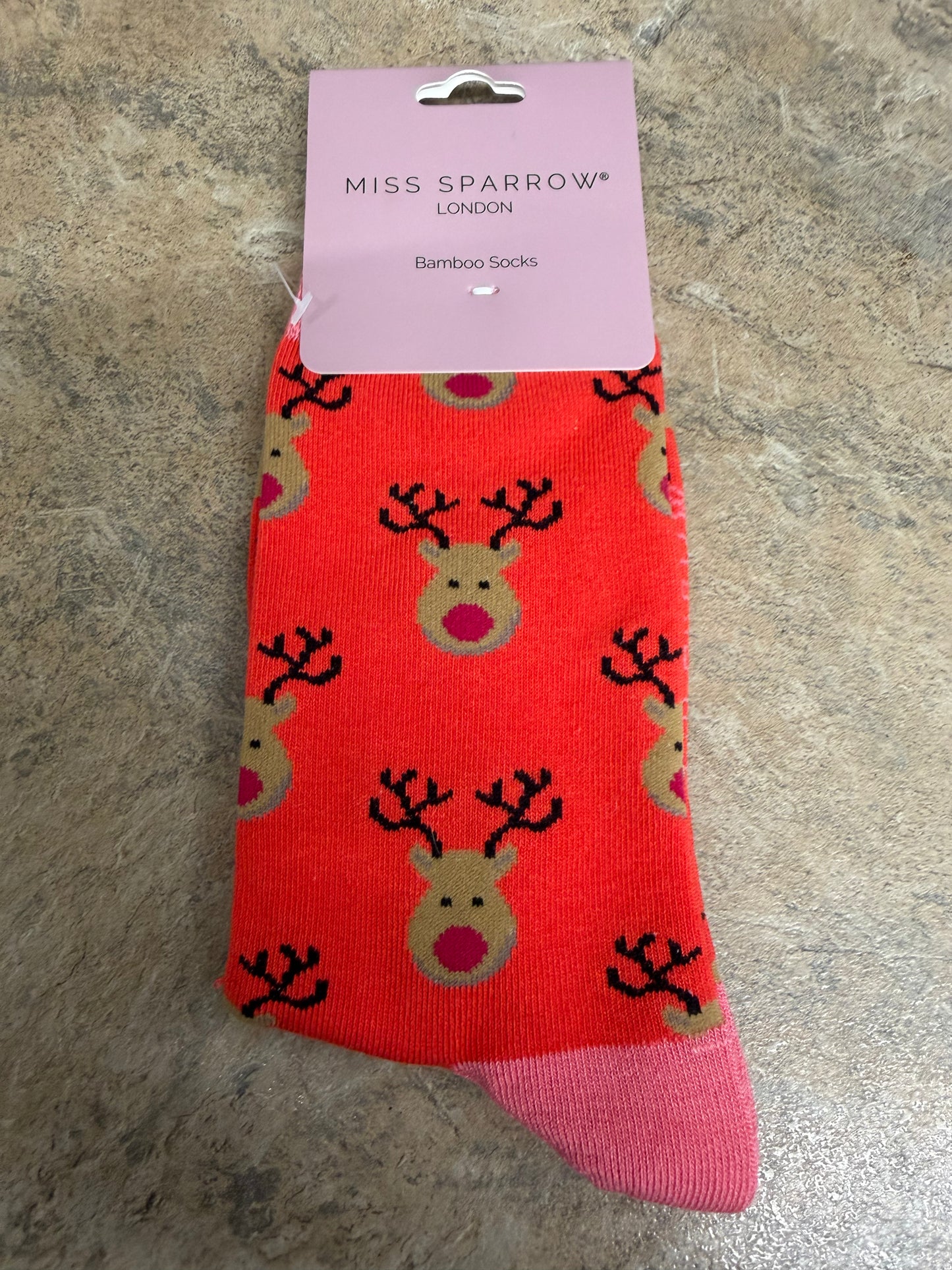 Miss Sparrow Reindeer Red Socks 3-7