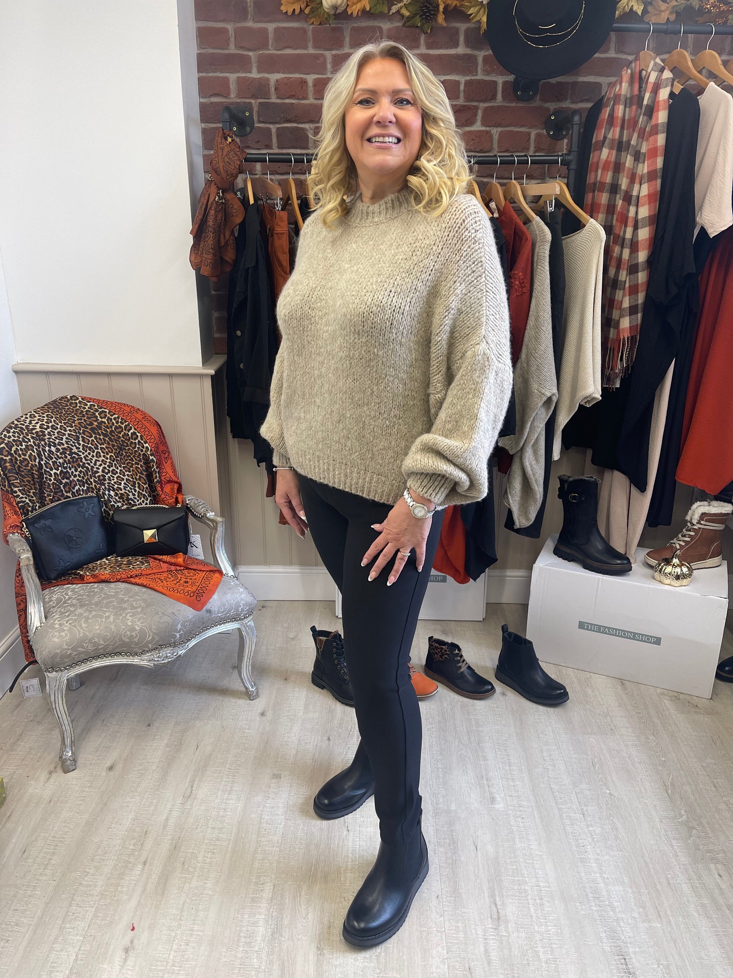 Oatmeal balloon sleeve jumper 10-16