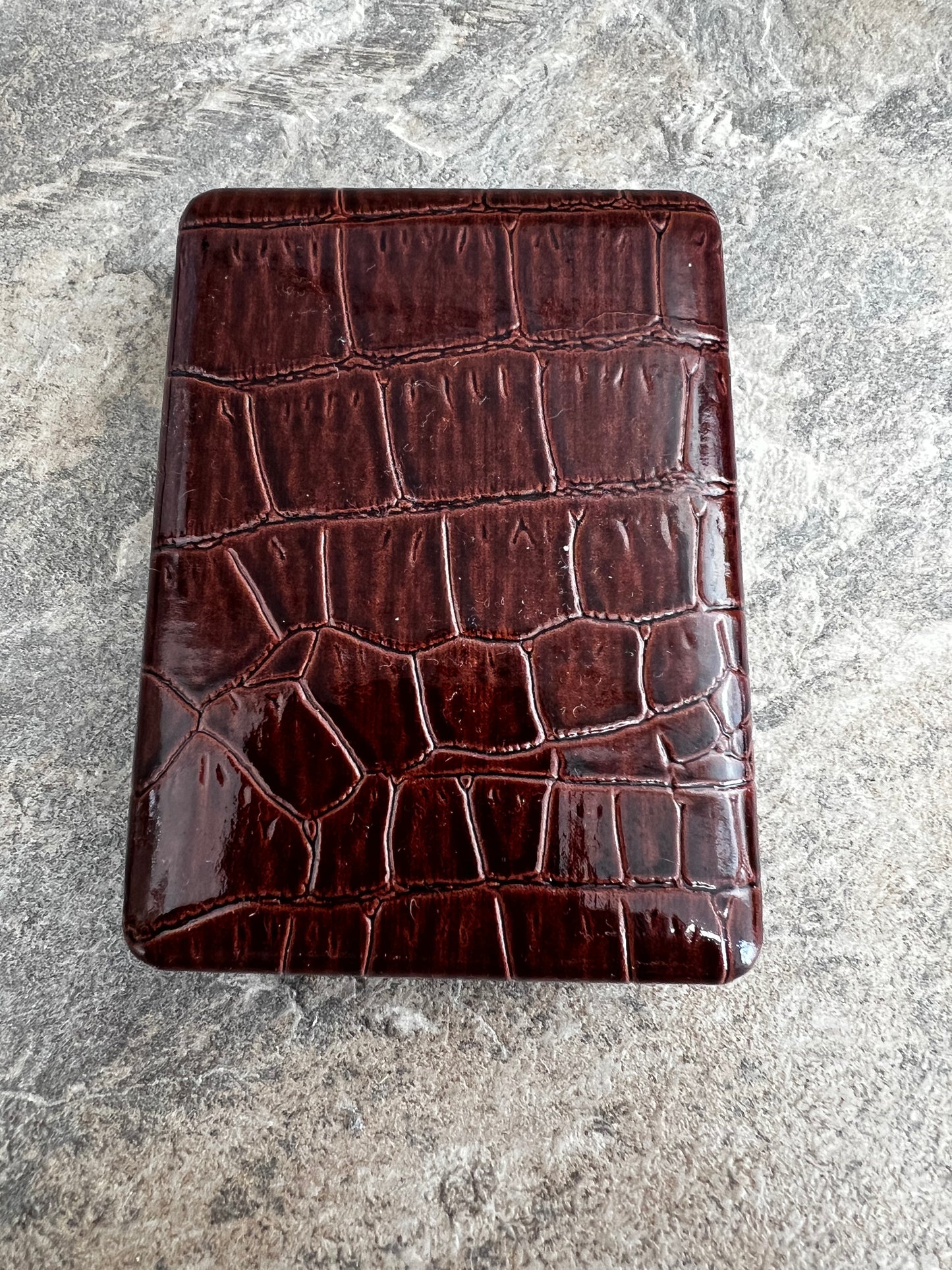 Brown crocodile compact mirror