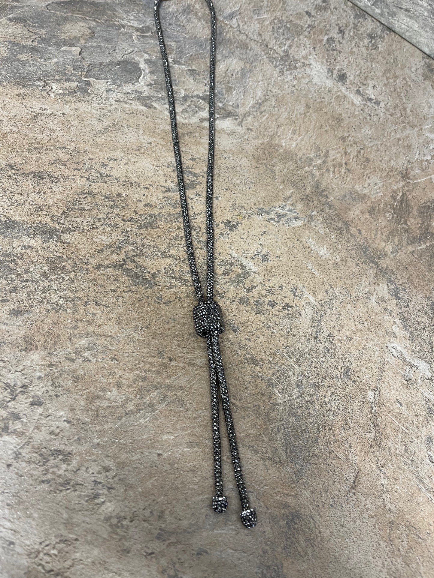 Pewter sparkle toggle necklace
