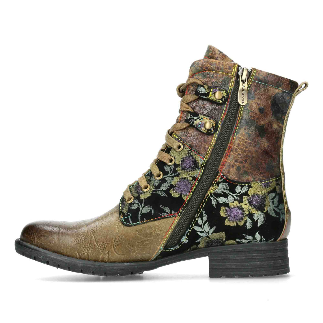 Laura Vita Gacmayo khaki leather lace up boot sizes 4-8