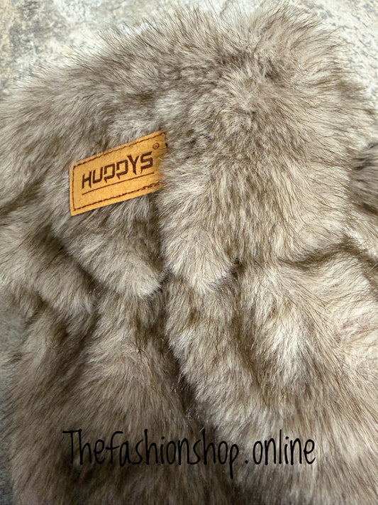 Premium Huddy's Taupe Faux Fur Mittens