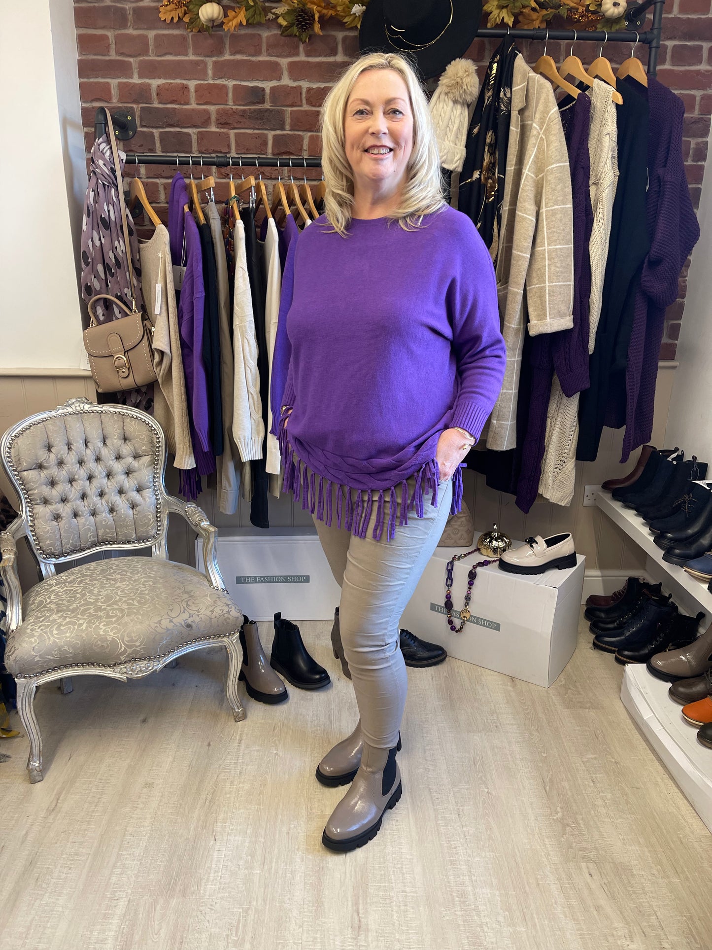 Purple jumper with tassels 12-18