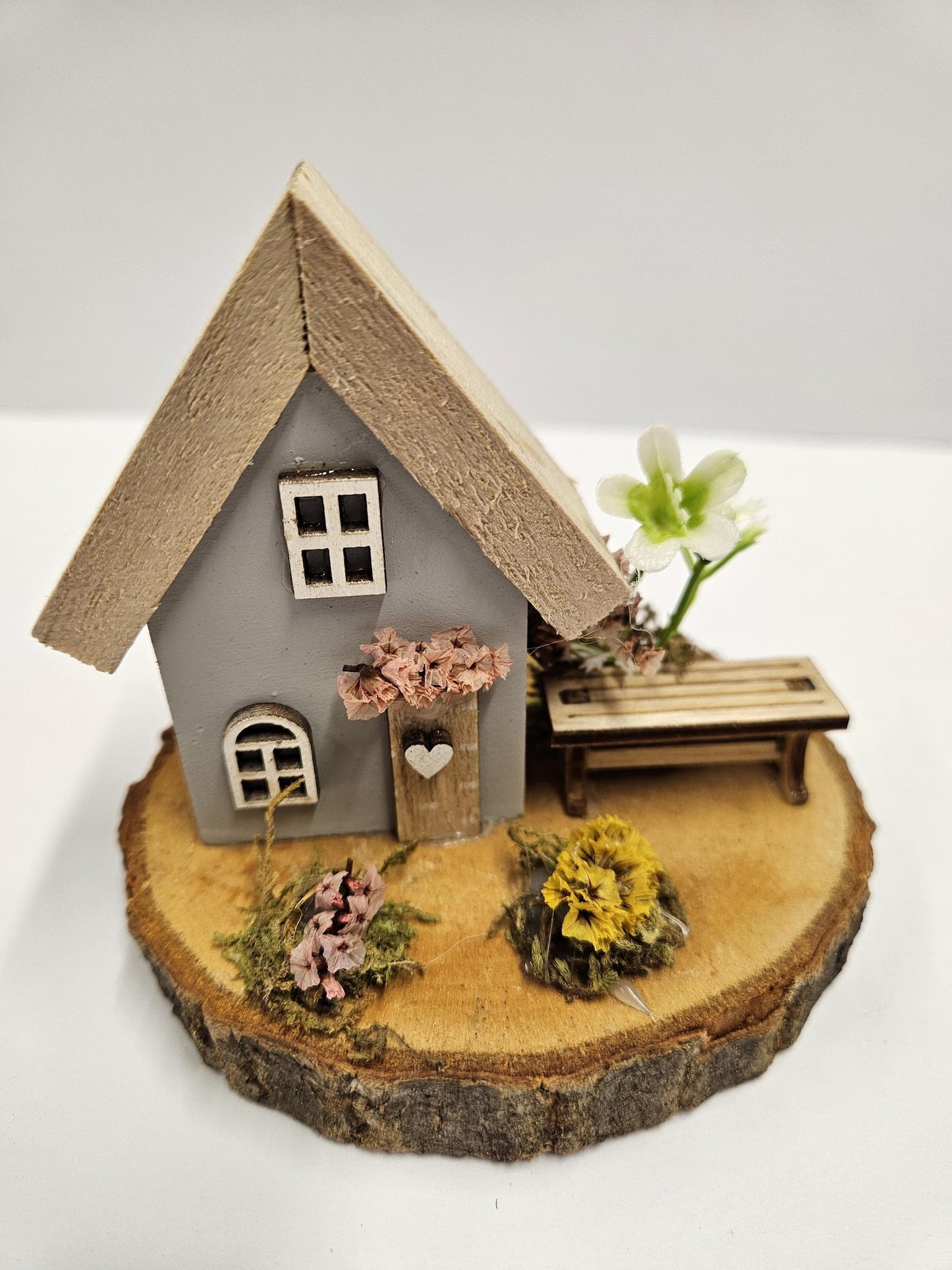 Rustic Folk Art Wooden Cottage in Blue