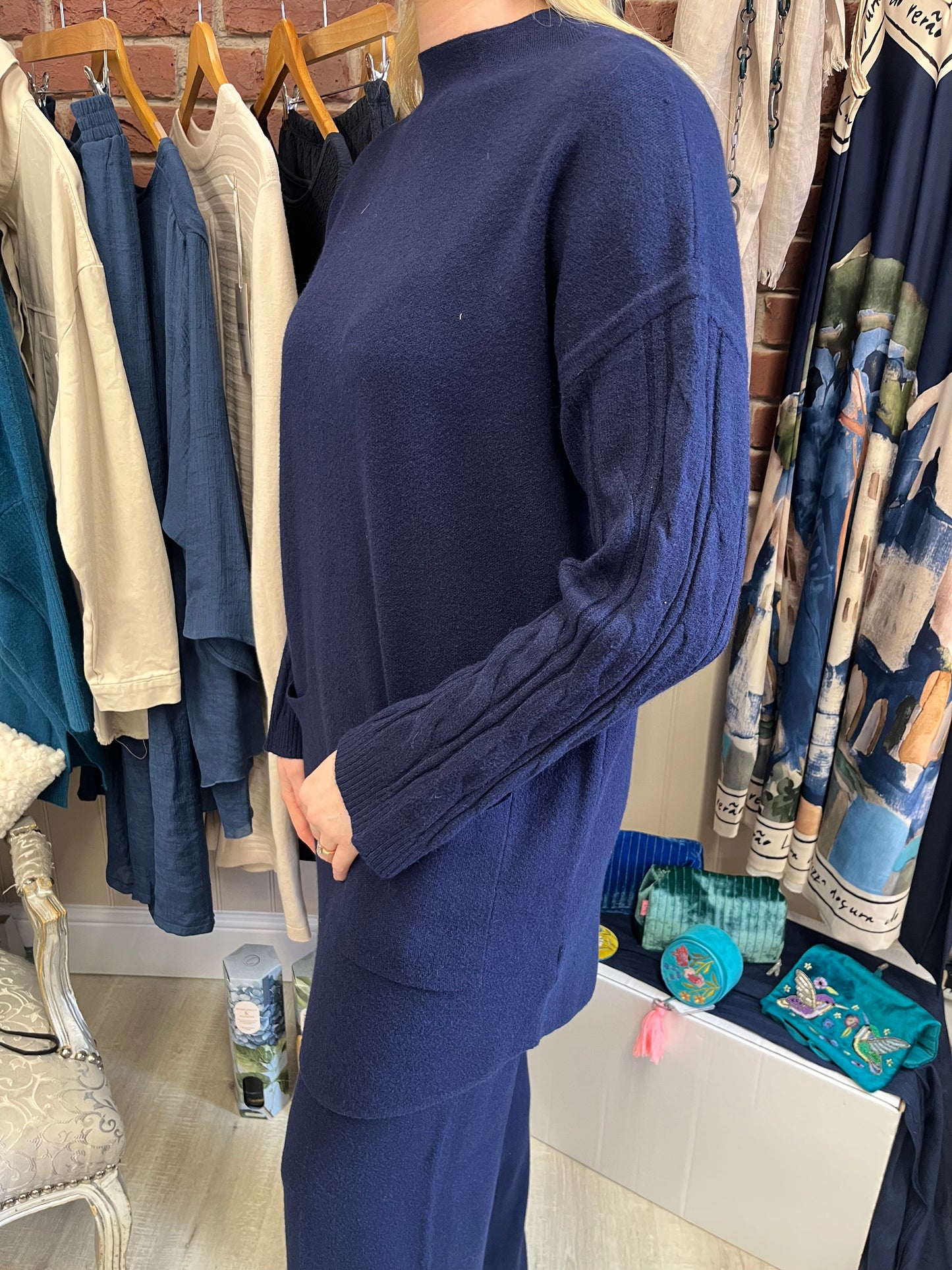 Emily navy cashmere mix co-ord 12-16