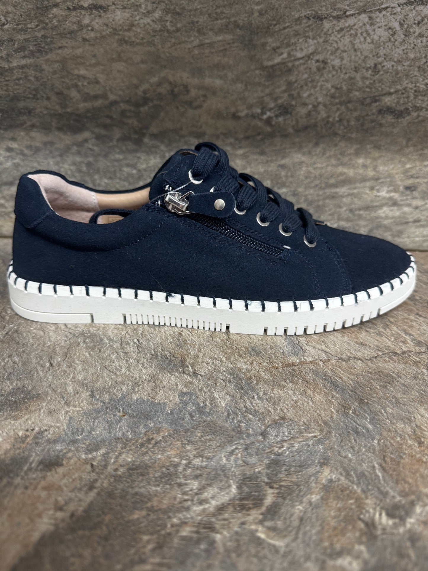 Jo & Joe Cadiz navy leather suede trainer sizes 4-8