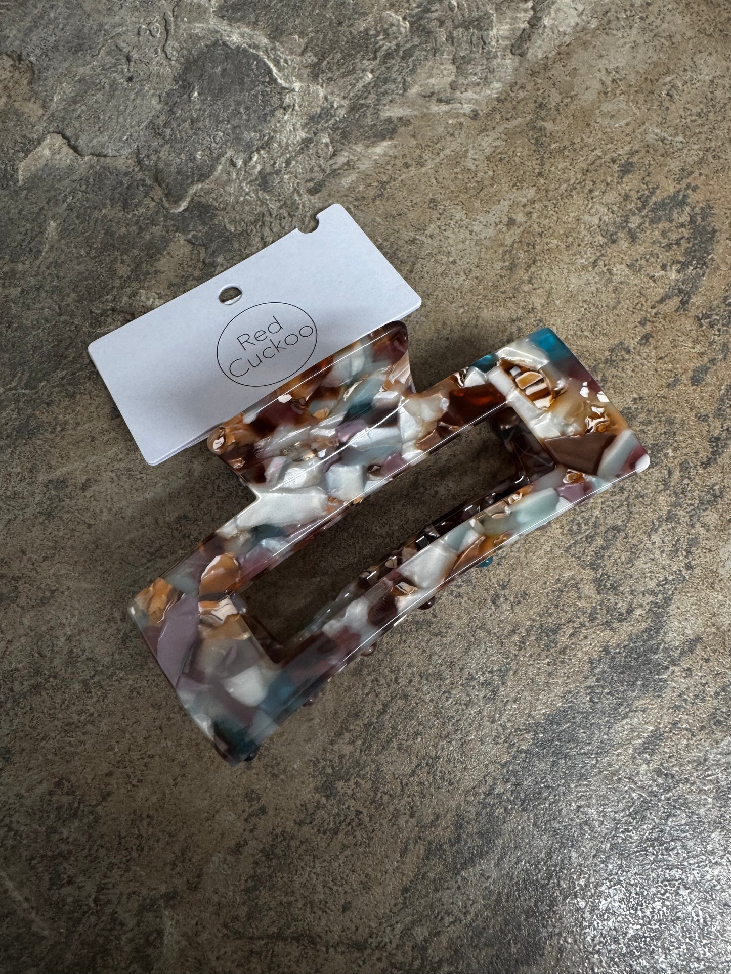 Red Cuckoo multi colour mottled claw clip