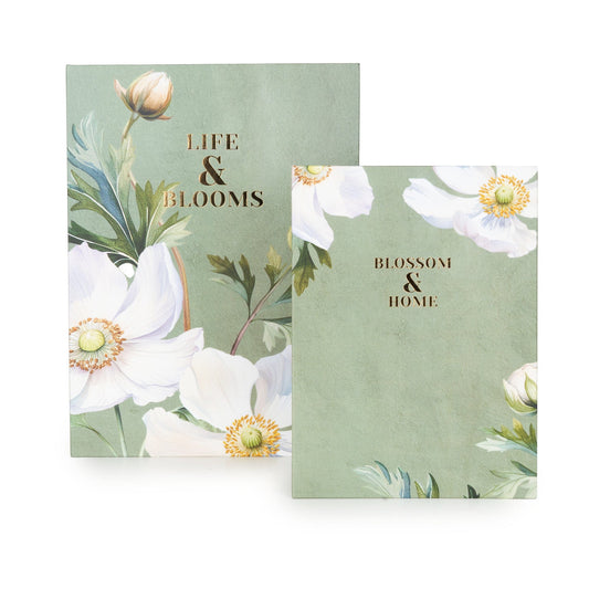 Candlelight Set of 2 book boxes Florals White Poppy and Sage