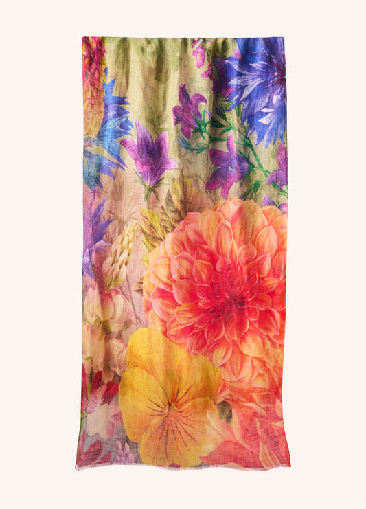 Powder Bountiful Blooms Linen Cotton Scarf