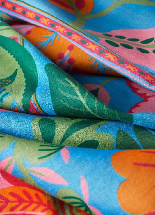 Powder Folky Floral Scarf Cornflower