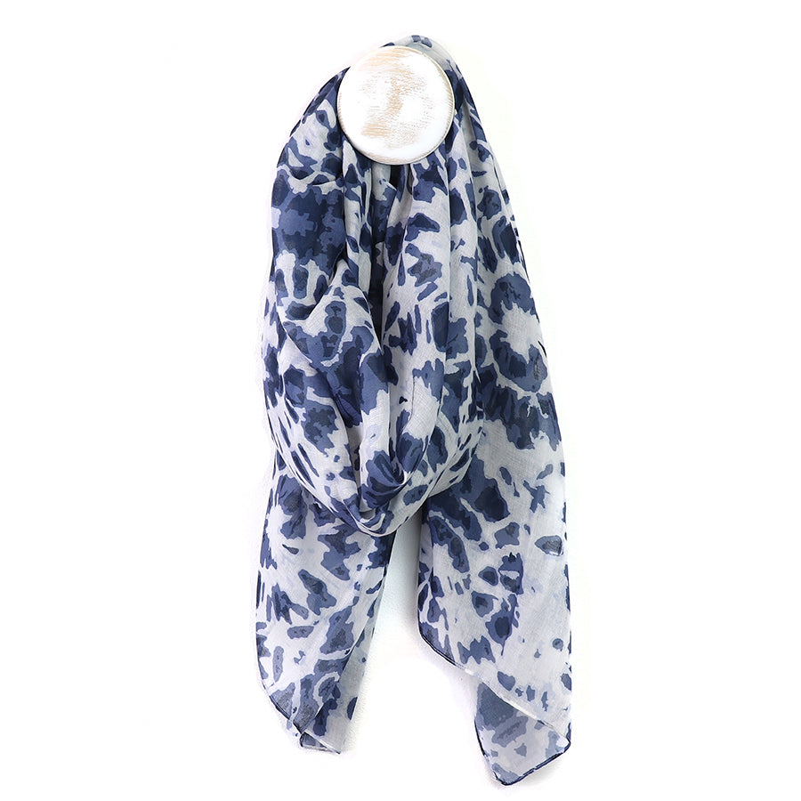 Pom Blue White Classic Tie Dye Print Repreve Scarf