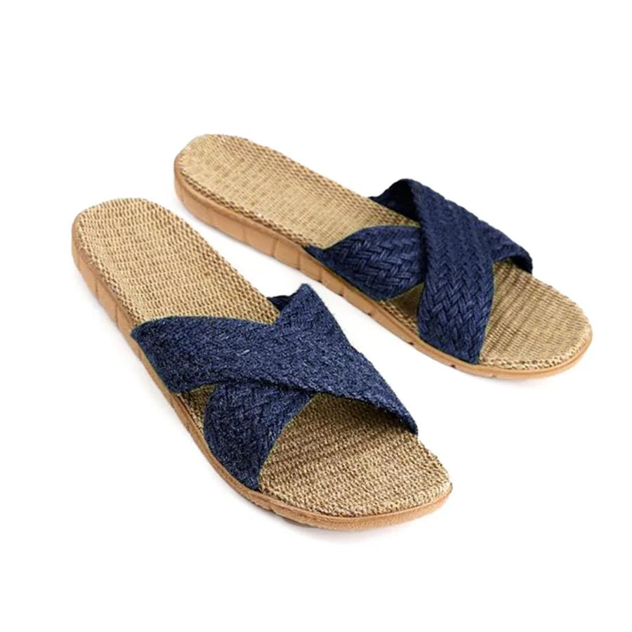Pom Navy Sliders with Flax Lining S M L