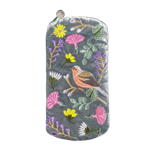 Lua Finch and Flower Glasses Case - Pale Blue