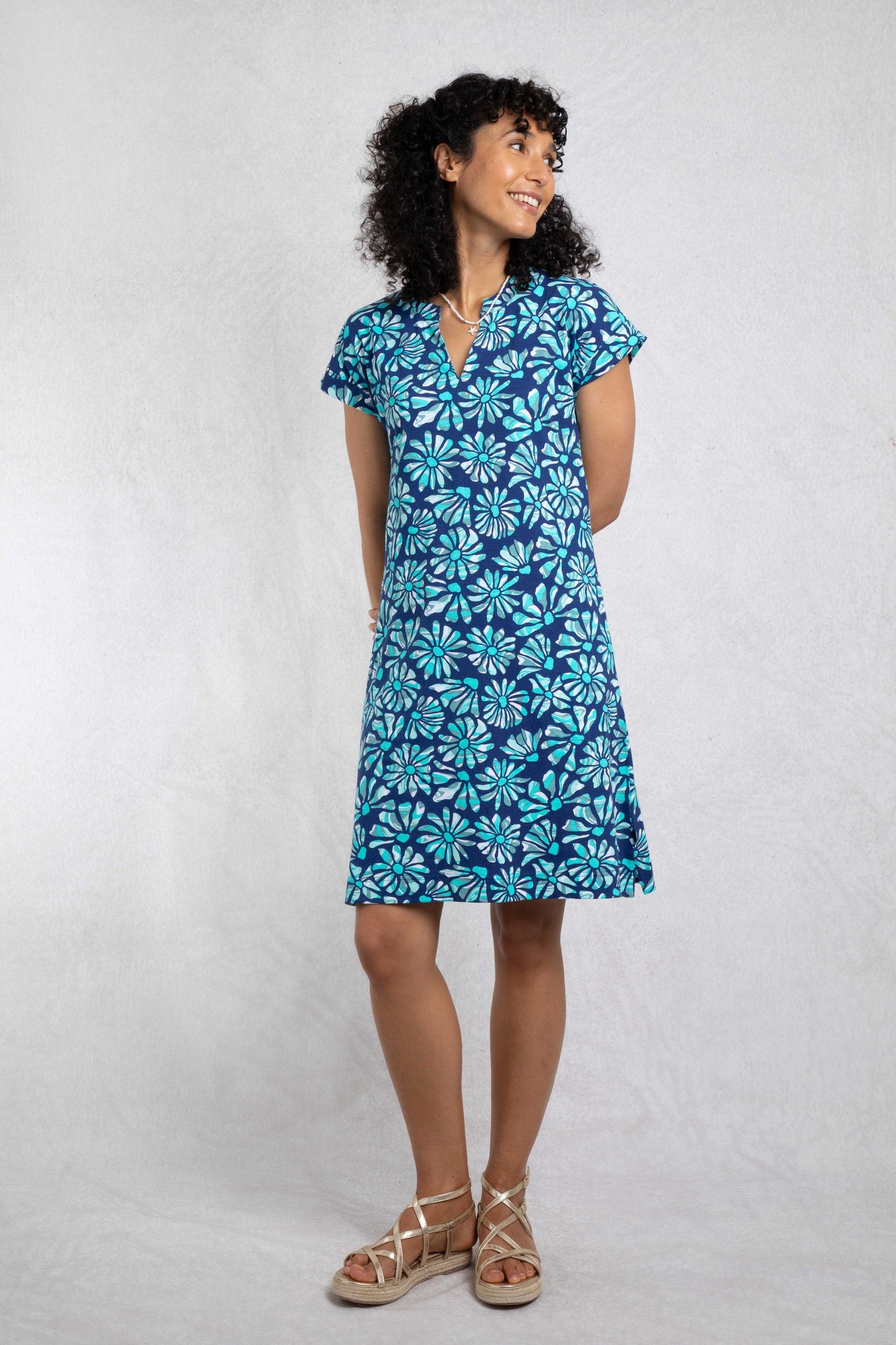 Weird Fish Suffolk's aquamarine organic jersey dress sizes 8-22