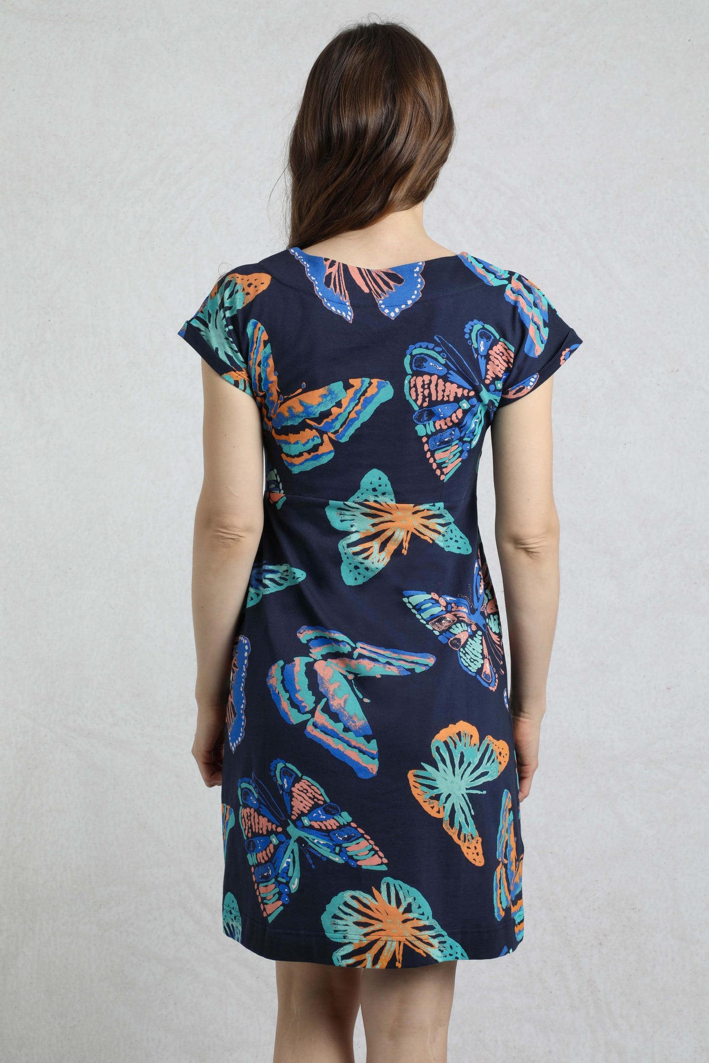 Weird Fish Tallahassee dark blue organic jersey dress sizes 8-22