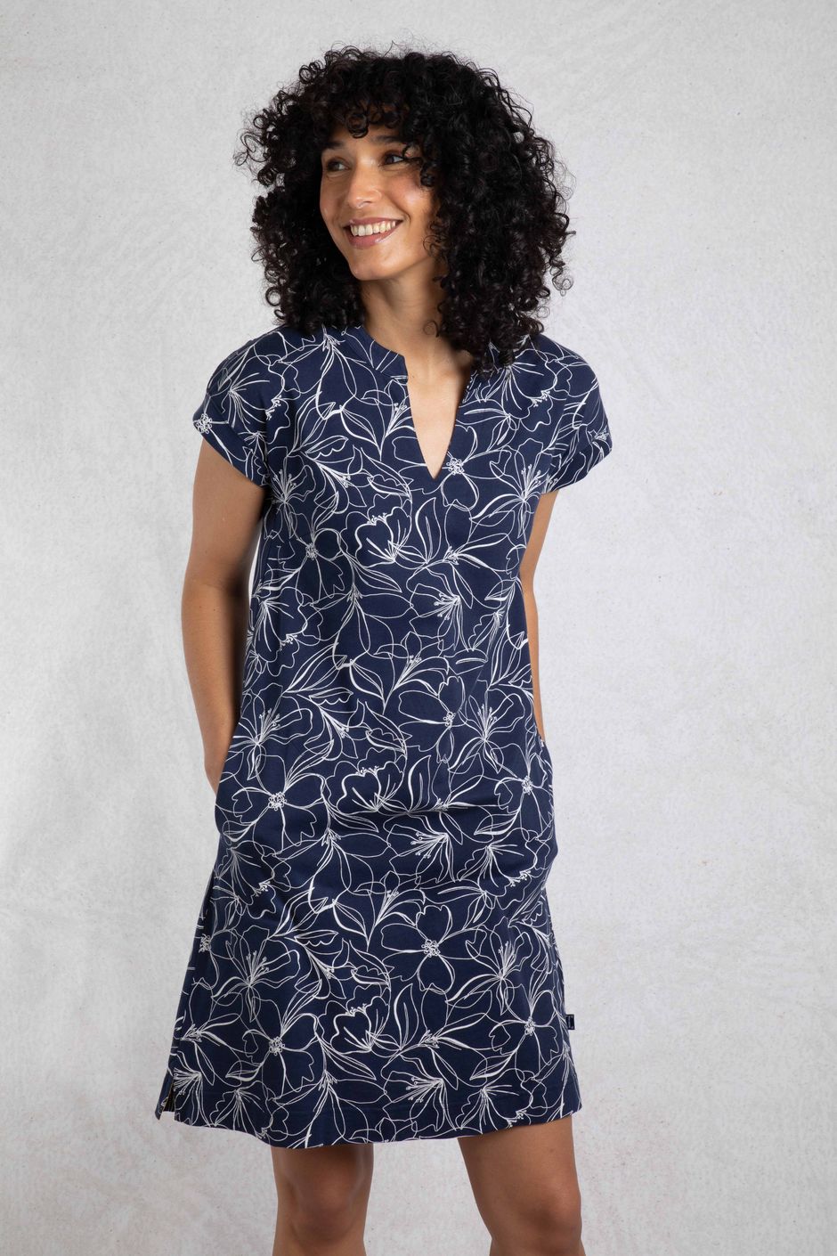Weird Fish Suffolk's dark navy organic jersey dress sizes 8-22