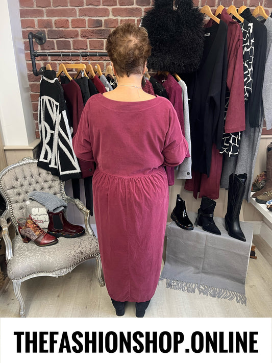 Renata wine needle cord dress 16-20
