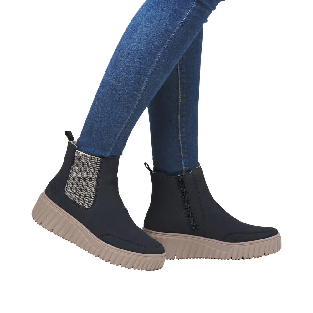 Rieker navy fleece lined Chelsea boots sizes 4-8
