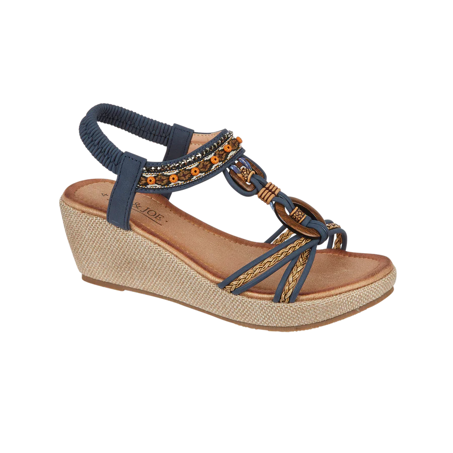 Jo & Joe navy Trinidad wedge sandals sizes 4-8 (37-41)