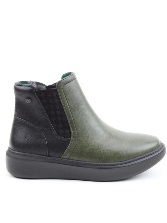 Heavenly Feet black/khaki Posie ankle boot sizes 4-8 (EU37-42)