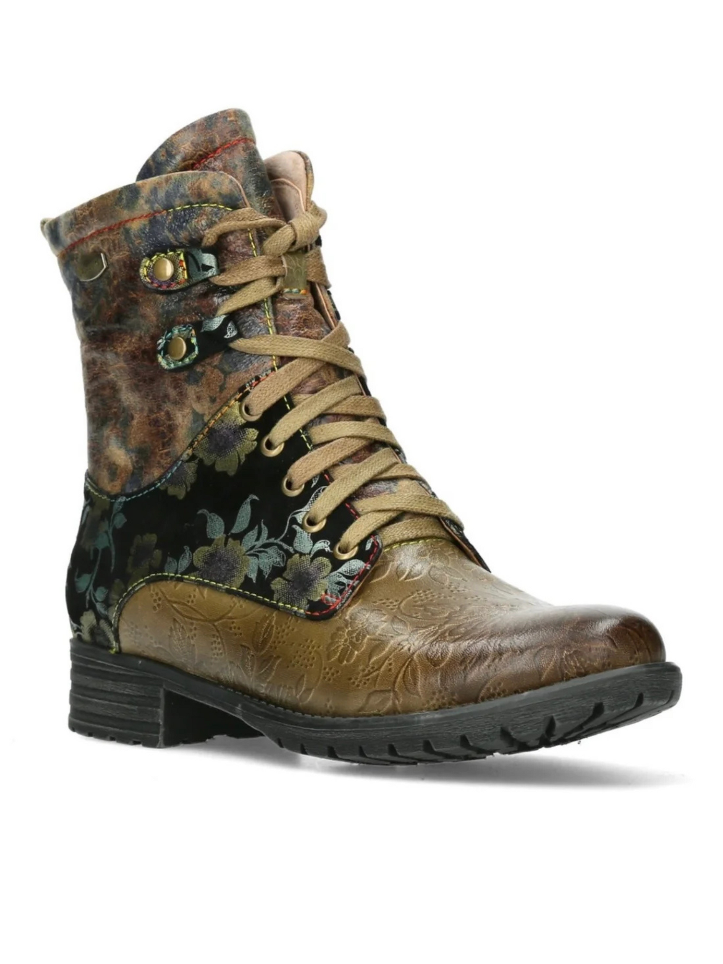 Laura Vita Gacmayo khaki leather lace up boot sizes 4-8