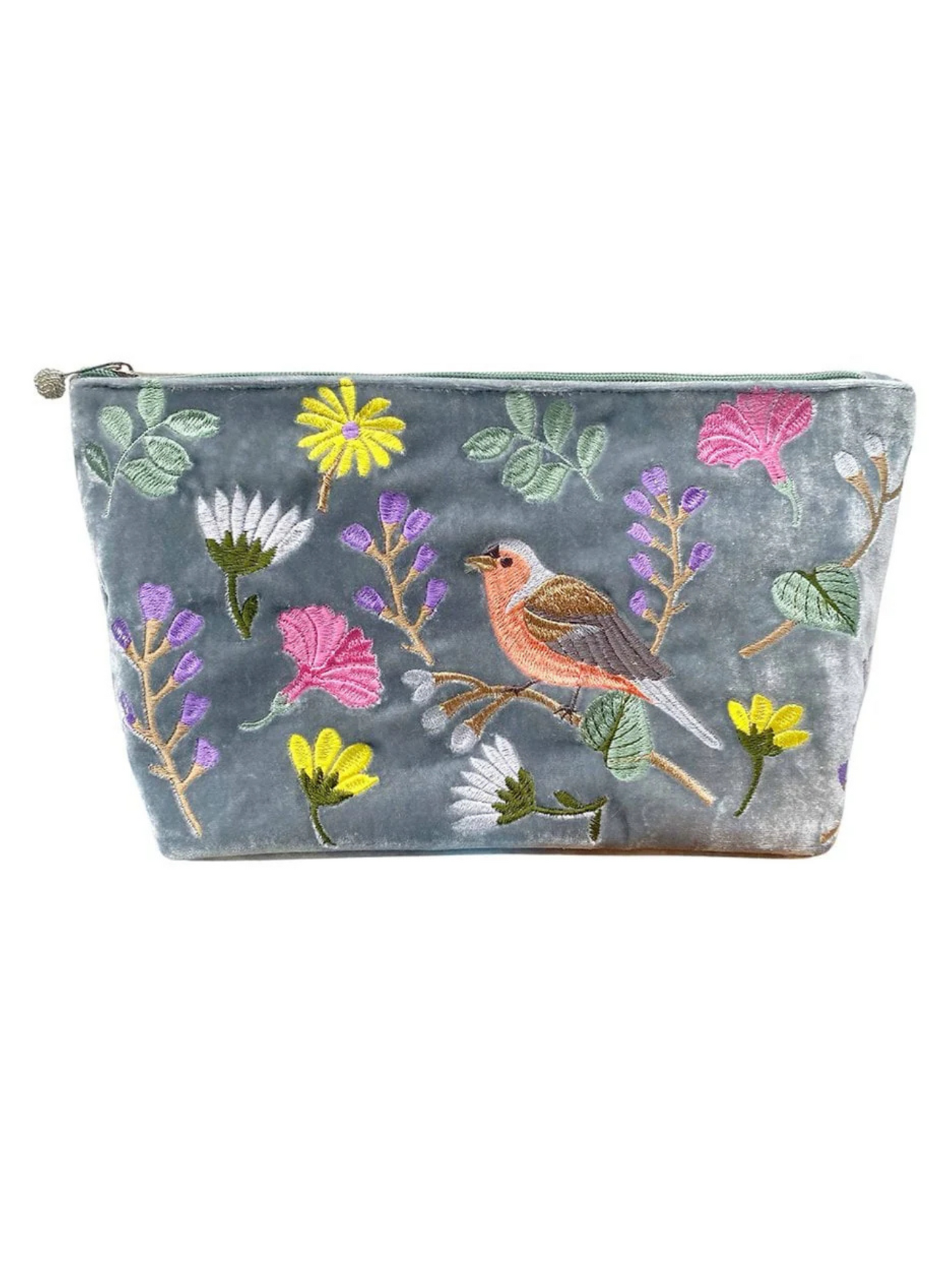 Lua Finch and Flower Wash Bag and Cosmetic Purse - Pale Blue