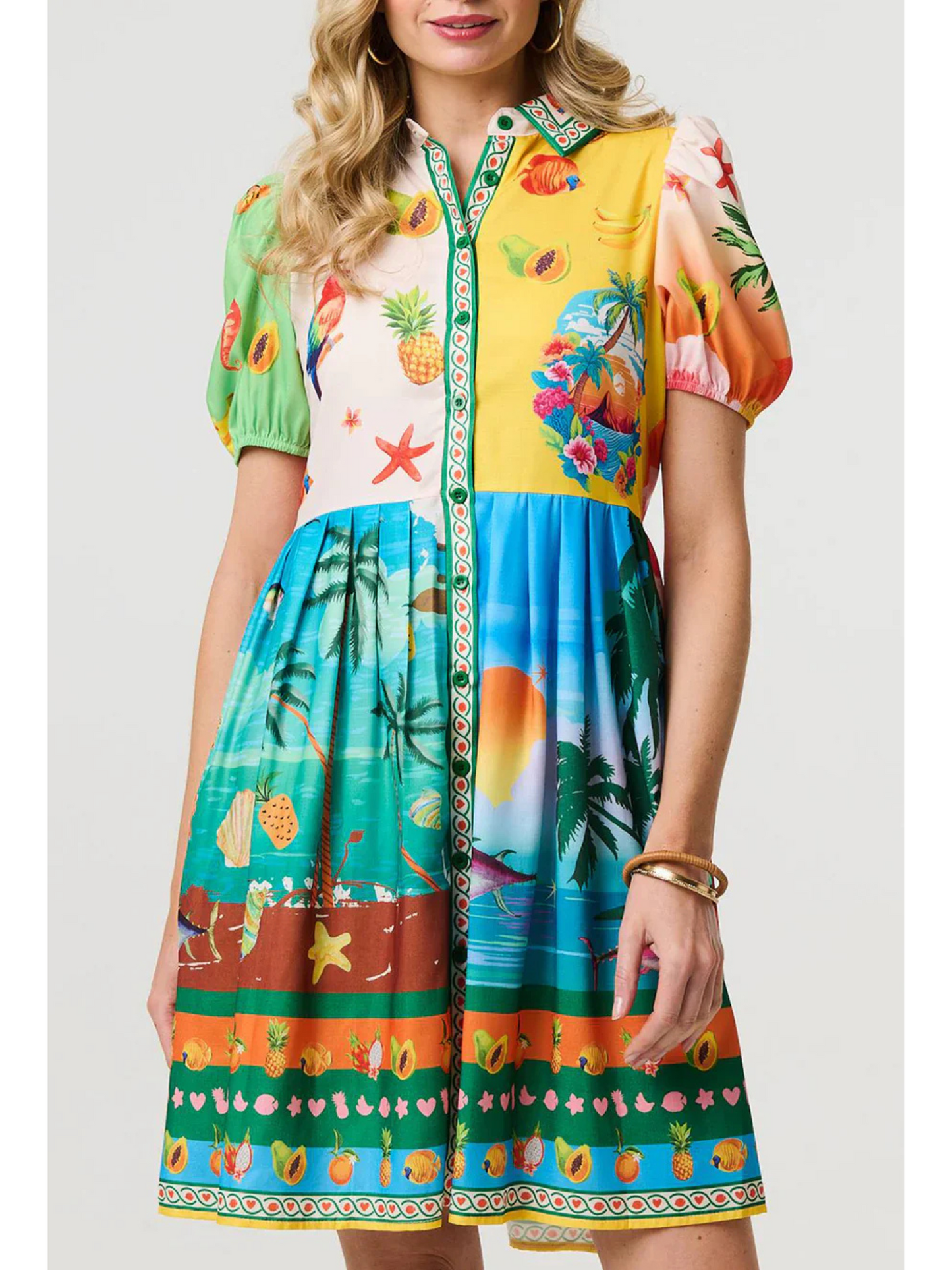 Stella Morgan tropical puff sleeve shirt dress sizes 8-16