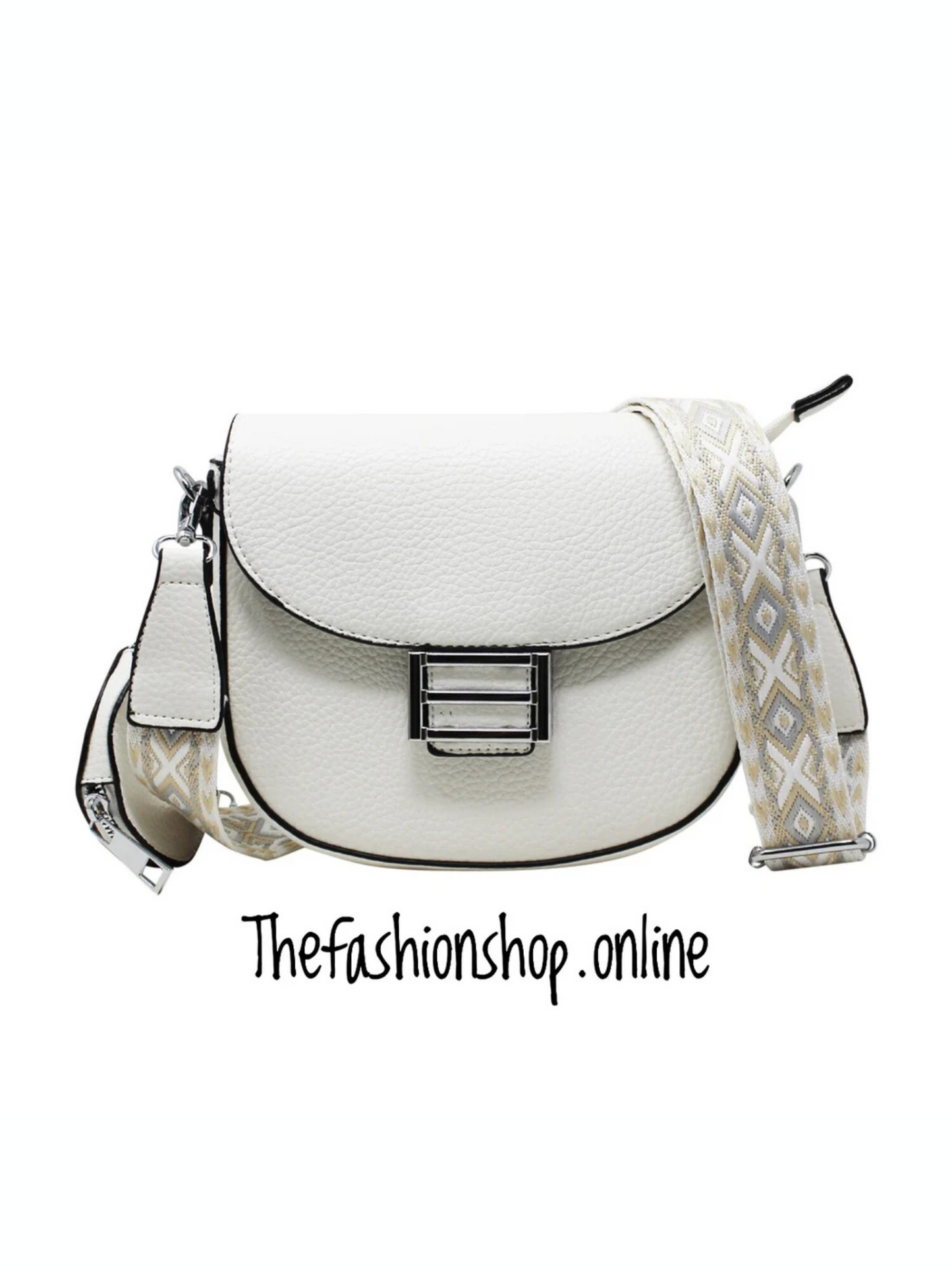 Suzie Saddle Bag with Shoulder strap and coin purse in White