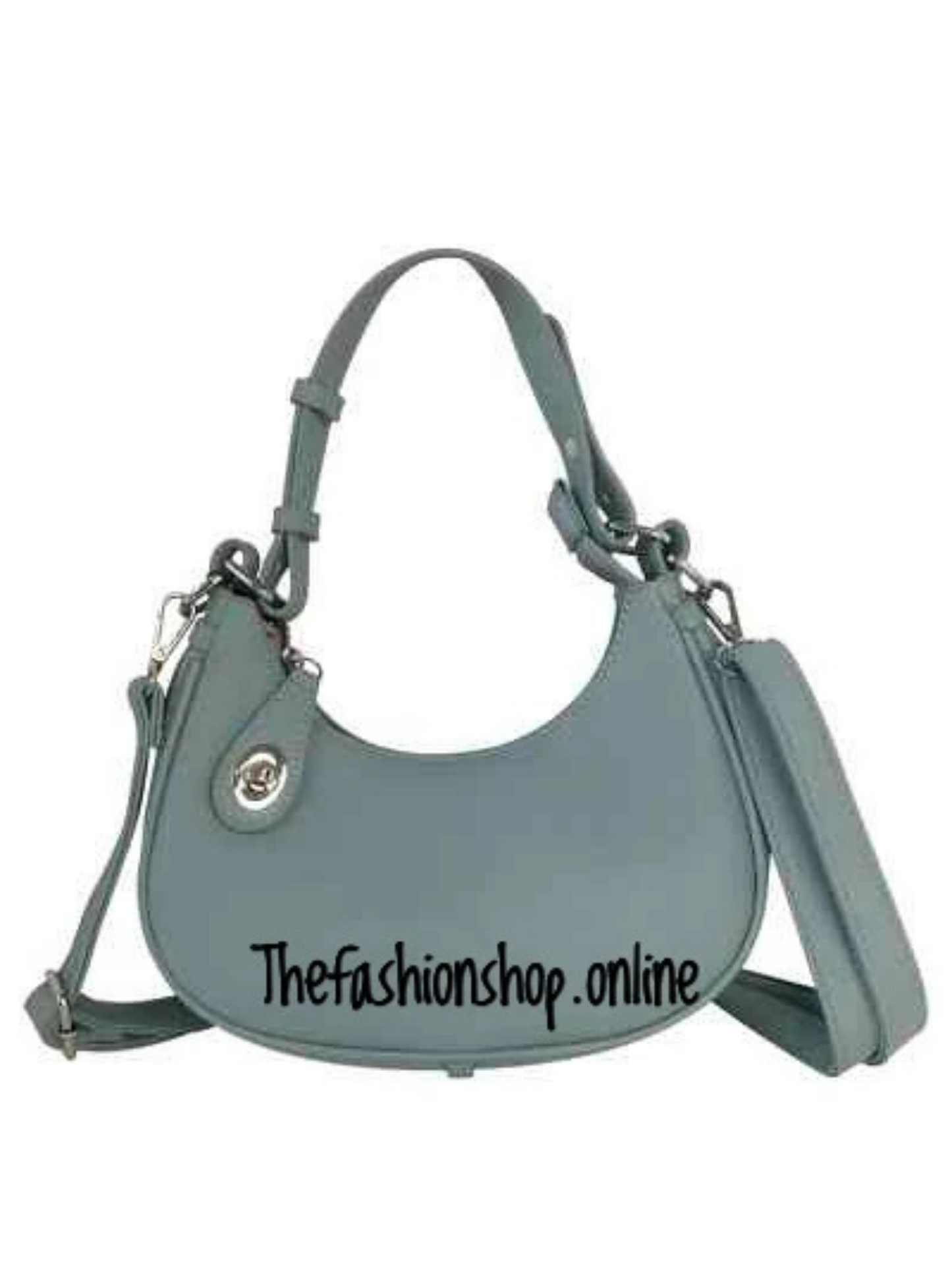 Tara Pale Blue Turn Lock Handle Bag with Shoulder strap