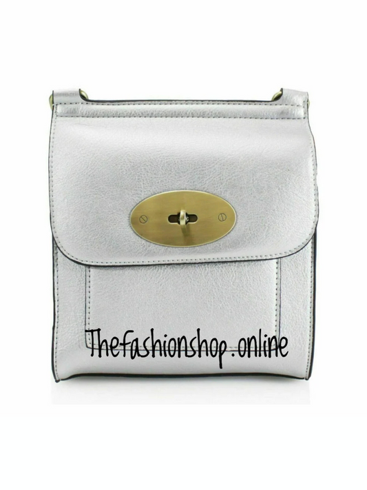 Large Silver messenger bag