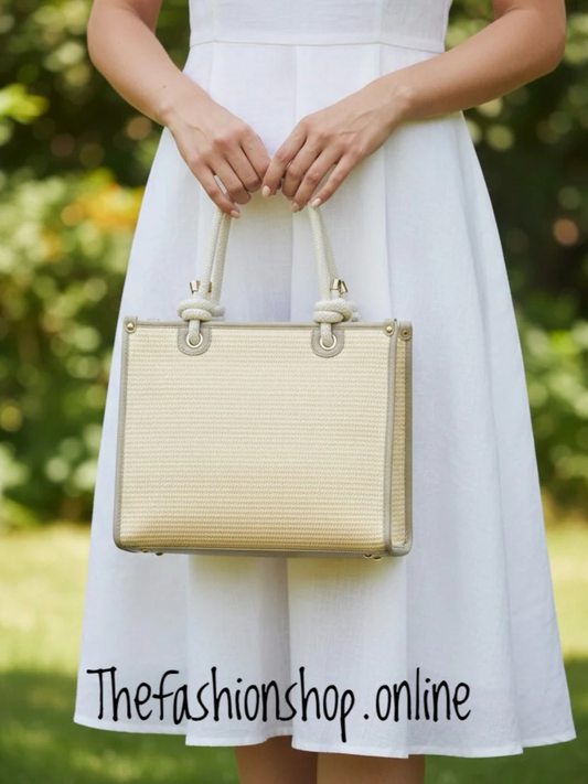 Milan Summer Bag in Cream with Beige