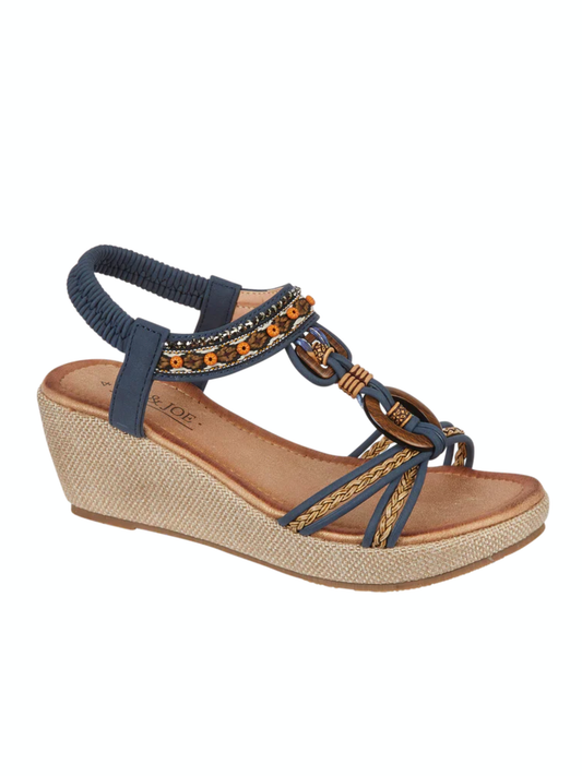 Jo & Joe navy Trinidad wedge sandals sizes 4-8 (37-41)